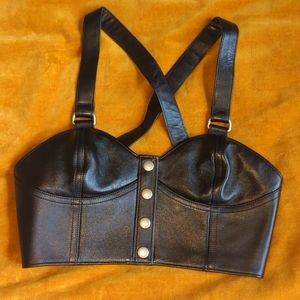 Saint Laurent Calf Leather Crop Top FR 36
